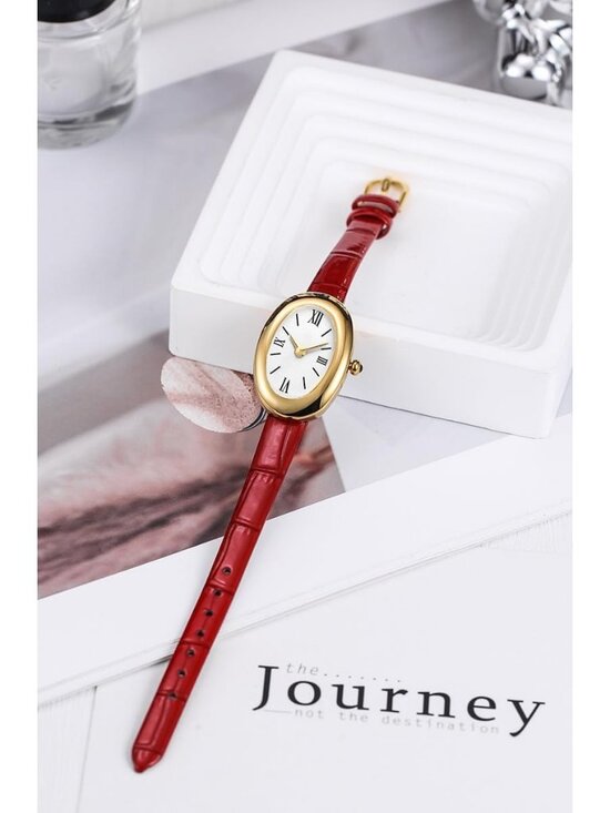 Women\'s Red And Gold Analog Quartz Elegant Dial Bangle Vintage Bracelet Watch main image 6